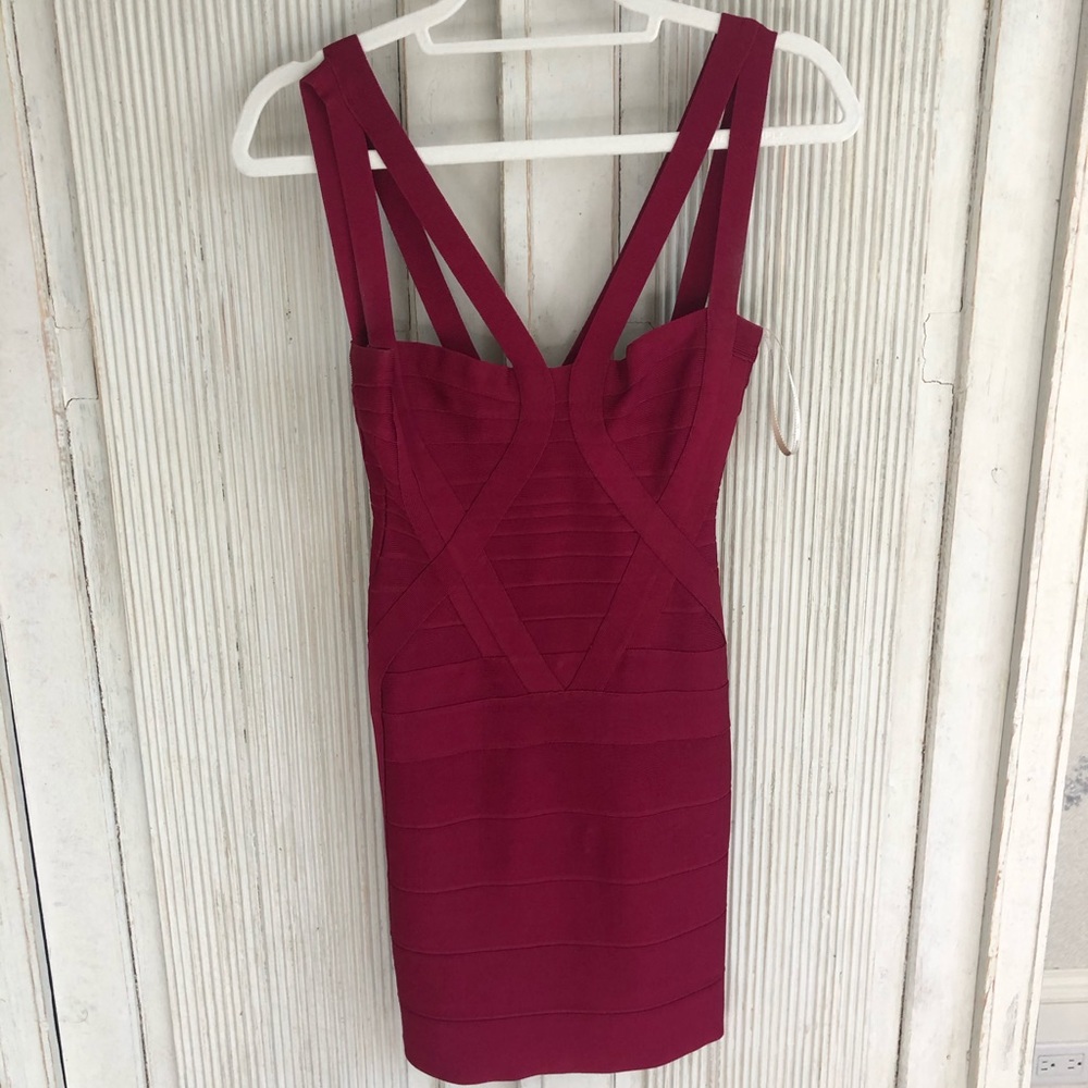 Herve leger red bodycon bandage mini dress
